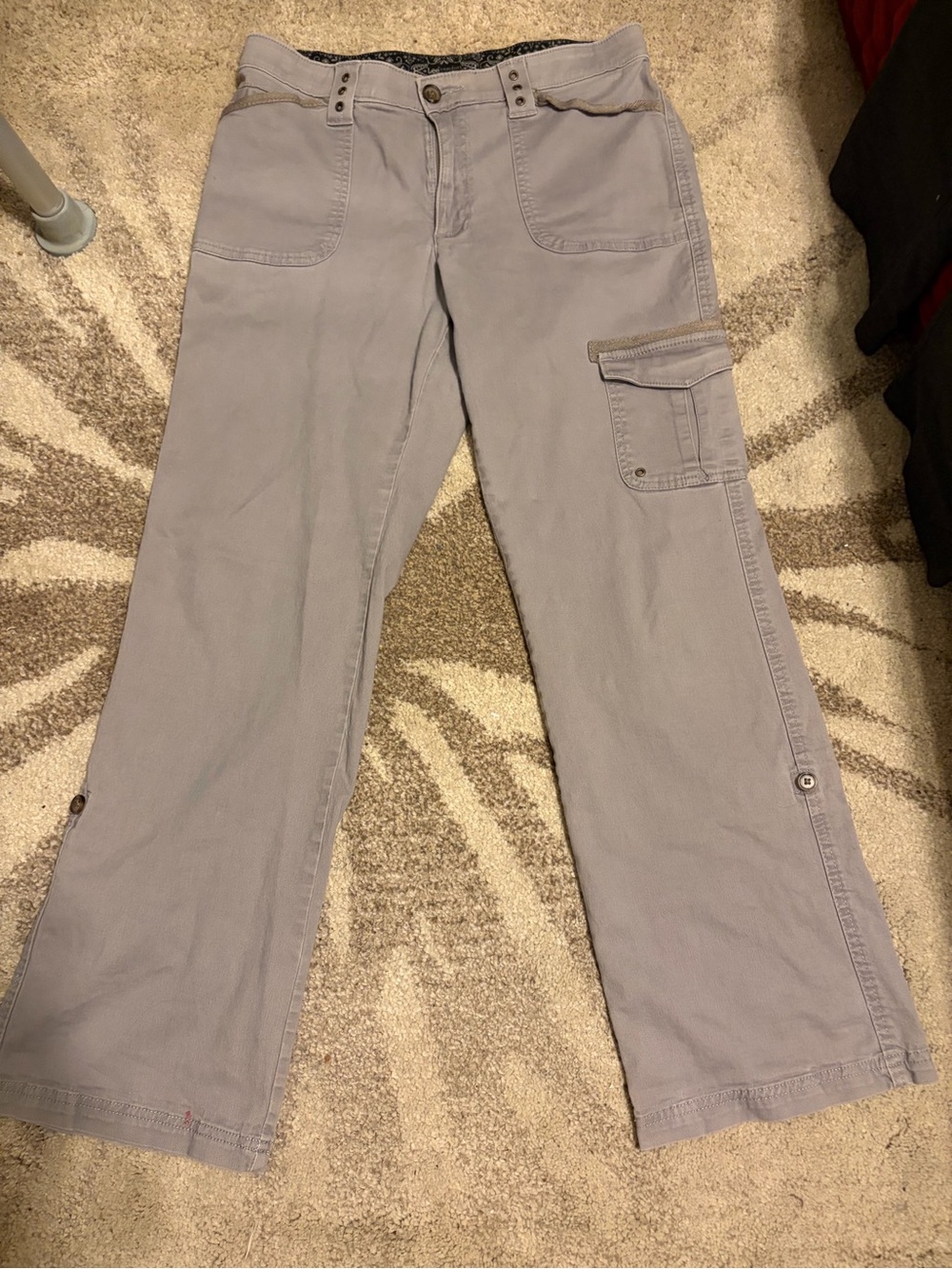 Women’s Lee Cargo Pants in Light Gray Utility Straight Fit Size 6